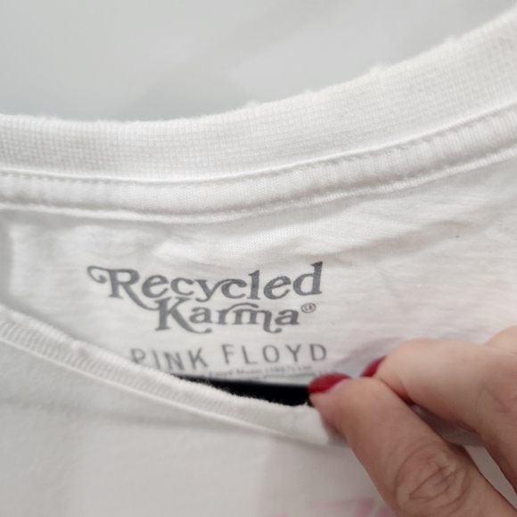 Free People Recycled Karma White Pink Floyd Tshirt Graphic Tee NWOT size M - Picture 3 of 4